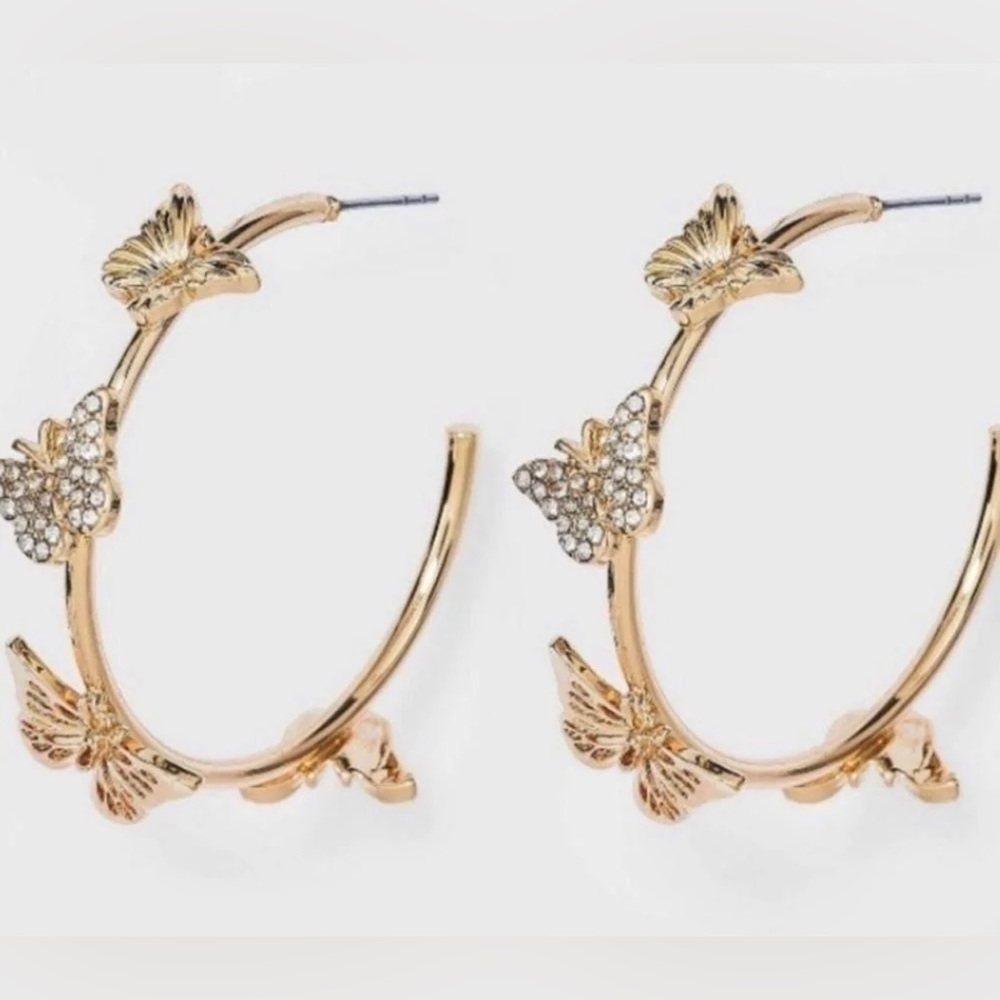 Sugarfix by Baublebar Gold Butterfly Hoops-NWT Nickle-Free
